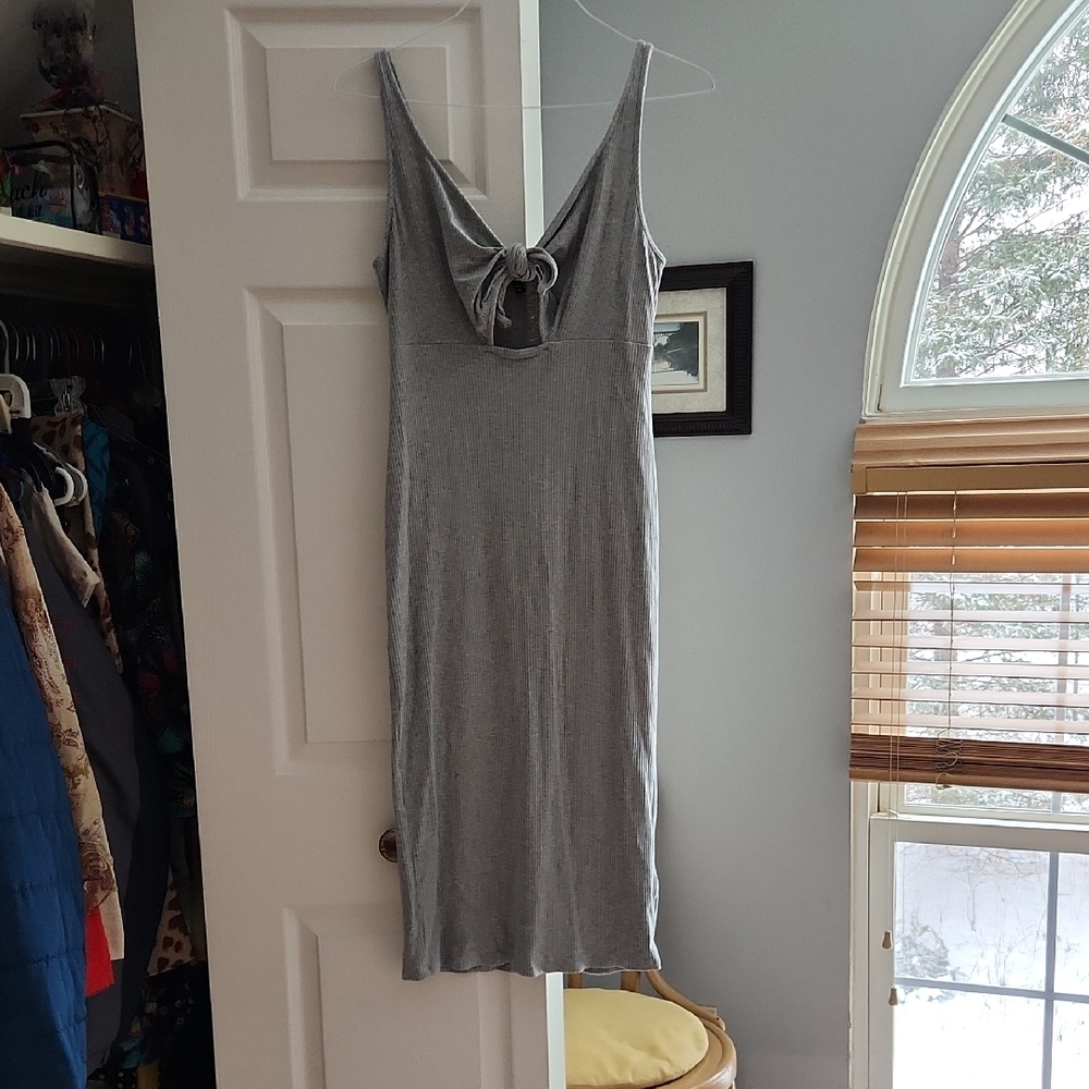 Gray Sleeveless Midi Dress
